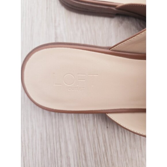 Loft Cognac Brown Faux Leather Slip On Horsebit Backless Flats Mules Shoes 10 - Picture 4 of 10